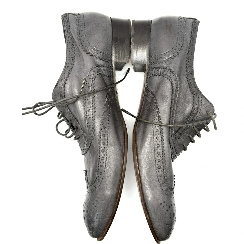 Marc Jacobs Collection Oxford Shoes Women 38 Gray Leather Brogue Wingtip Italy
